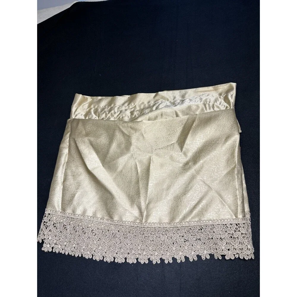 VINTAGE CROSCILL GOLD LACE WATERFALL SWAG VALANCE PAIR